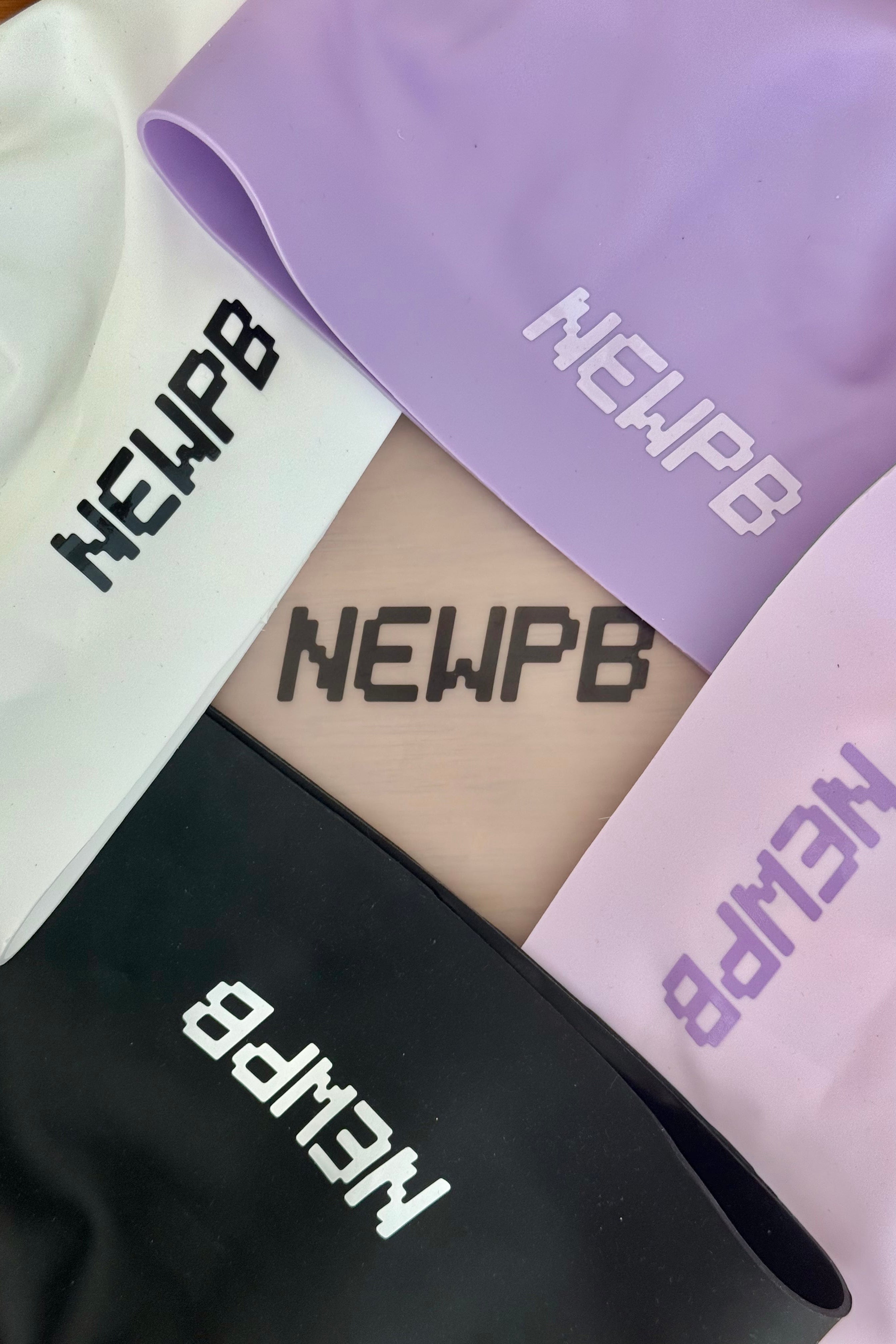 4x NEWPB™ 4D Soft Dome Swimming Caps (White, Light Lavender, Black, Lavender )